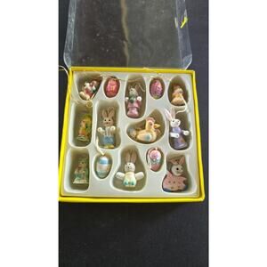 Unmarked Easter Bauble Ornaments Set Of 14 Small Bunny Egg Multicolor Decor